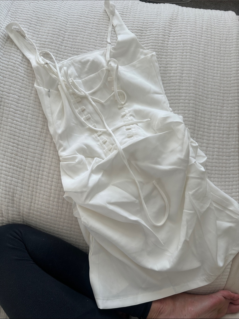 Aria Bella/BabyBoo “Cornelia” White Mini Draped Dress XS NWT NIB - Picture 9 of 12